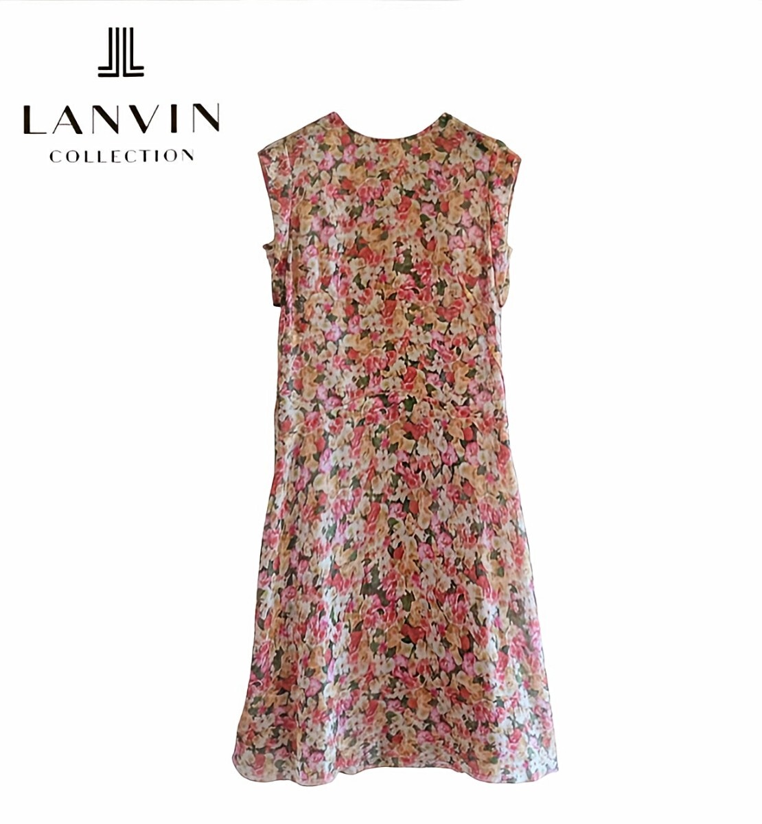 新品同様★ランバンコレクション LANVIN★シルクFlowerプリント ロングワンピース size 40/М相当
