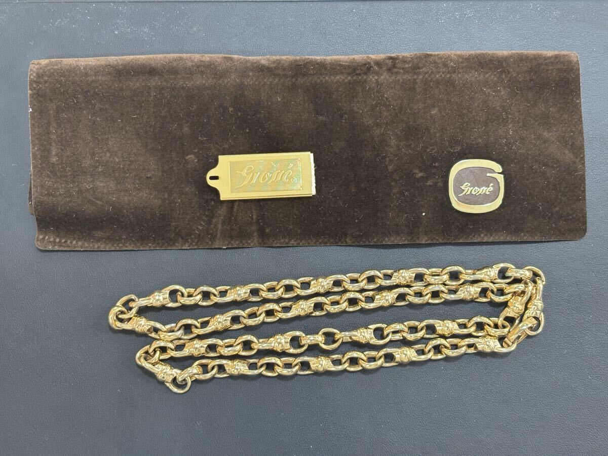 YF2803【Gross グロッセ　ゴールドカラー　チェーンネックレス　64cm 80g ややメッキハゲあり】