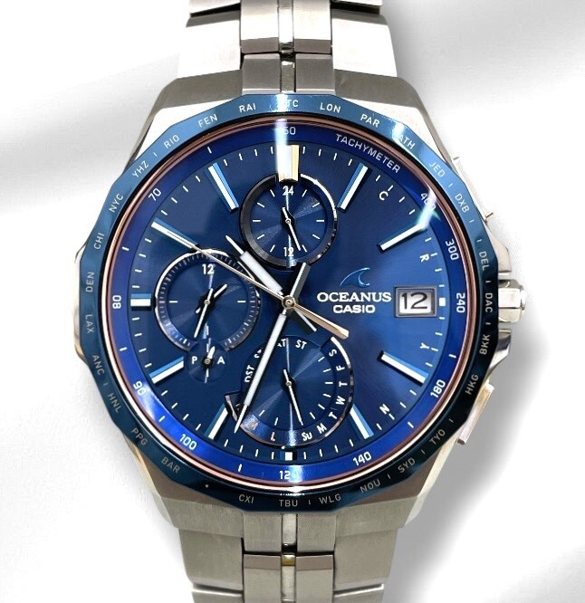 【1214】CASIO OCEANUS マンタ OCW-S5000F-2AJF 完品 オシアナス ブルー文字盤