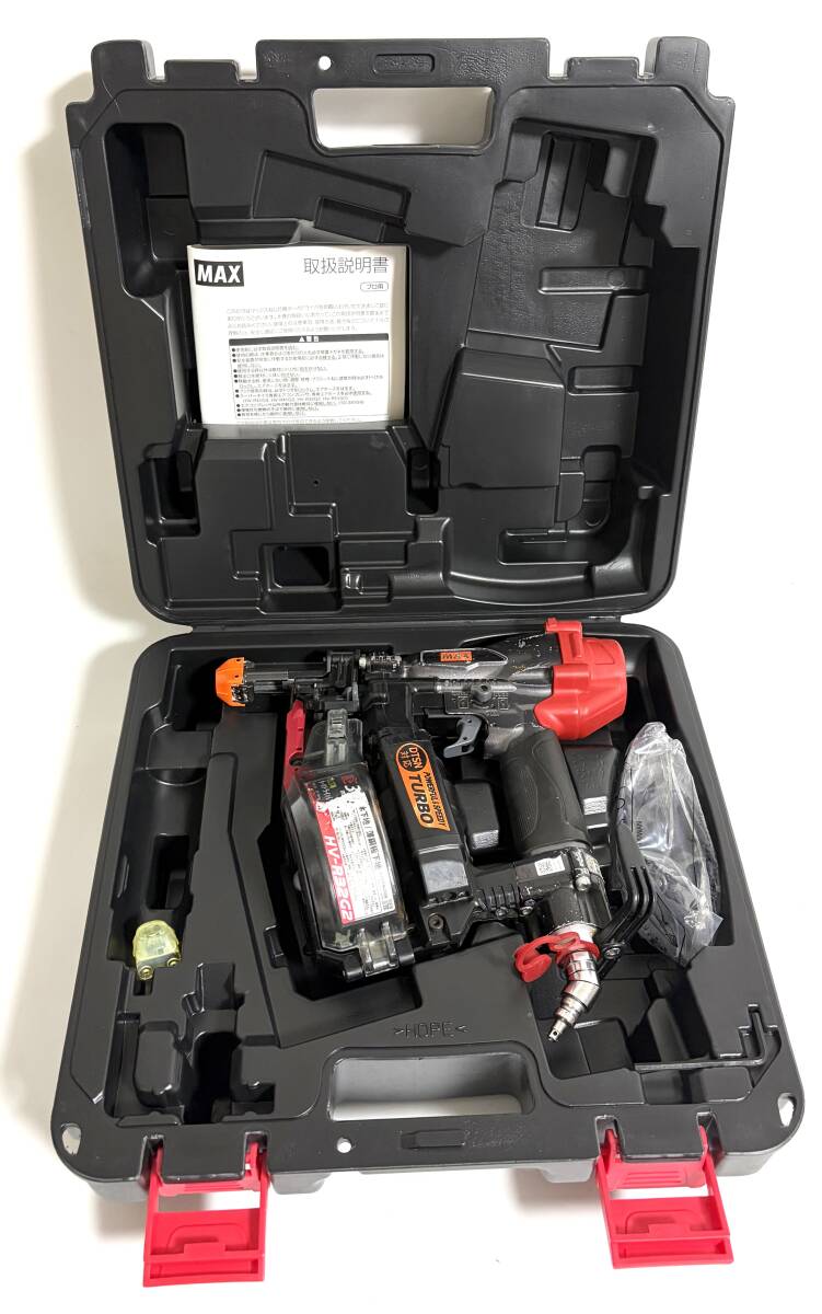 ★動作品★ MAX マックス 高圧ターボドライバ 32mm HV-R32G2-G エアねじ打機 ビス打機 エア釘打機 I260408