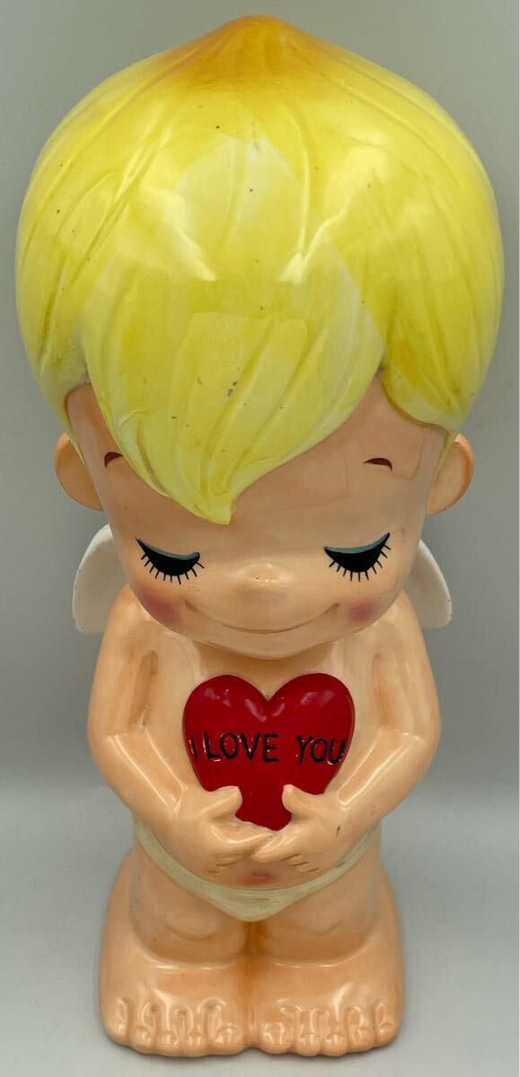 FS44035000A186 内藤ルネ RUNE 天使 陶器製貯金箱 置物 昭和レトロ 現状品