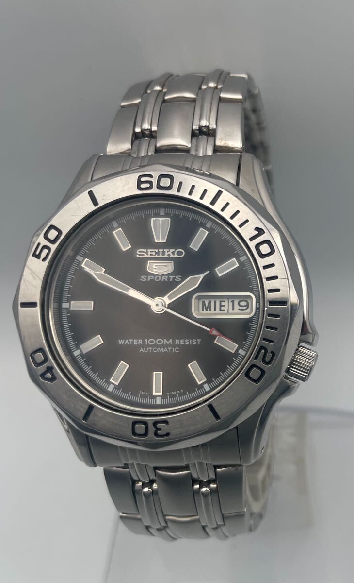 KH3569A177 稼動品 SEIKO 5 セイコー5 SPORTS スポーツ automatic オートマチック 腕時計 7S26-01G0 自動巻き 純正ベルト 裏スケ 現状品