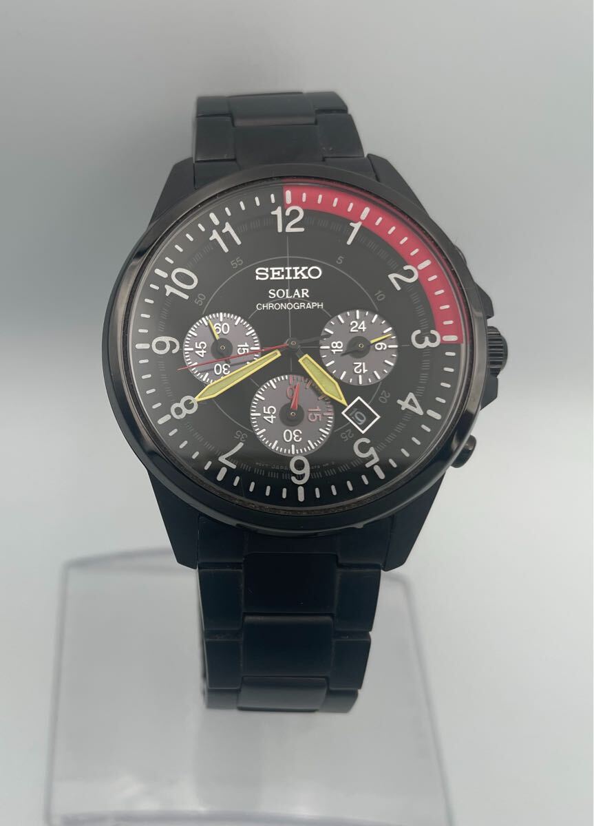 KH35695000A178 稼動品 SEIKO セイコー　V175-0AE0 腕時計 クロノグラフ ルパン三世コラボモデル ブラック ソーラー メンズ　現状品