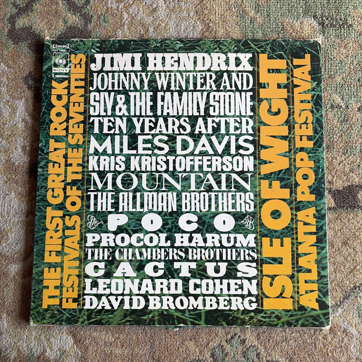 日本盤3LP! Jimi Hendrix, Procol Harum VA/ Isle Of Wight /Atlanta Pop Festival 1971年 SOPB55044~6 Allman Brothers Band Miles Davis