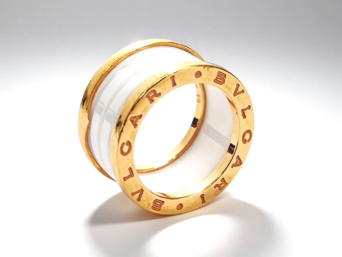 BVLGARI ブルガリ 53サイズ 10.5ｇ B-zero1 ビーゼロワン リング 指輪 750 K18 PG セラミック ホワイト ピンクゴールド HG260421