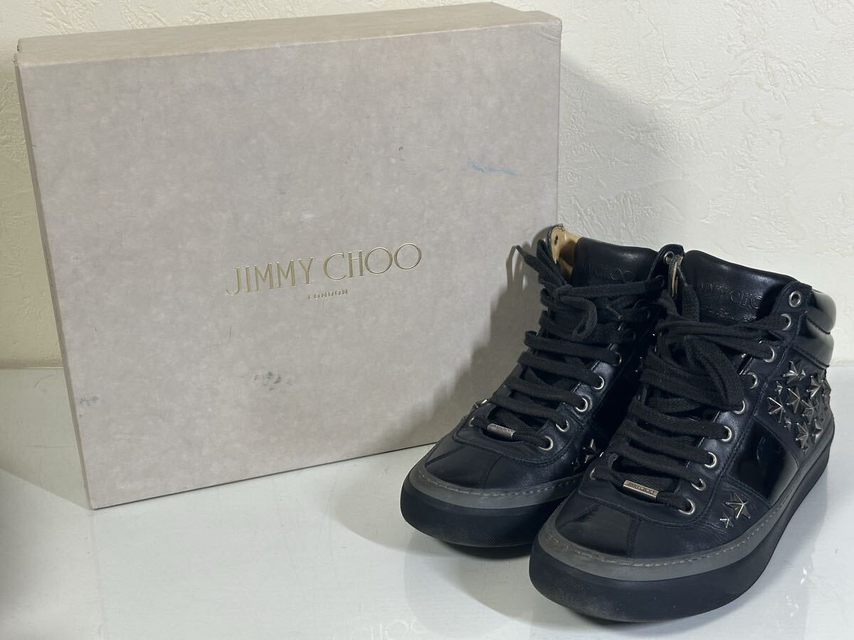 JIMMY CHOO ジミーチュウ BELGRAVI ベルグラヴィア スタッズ ハイカット スニーカー ブラック サイズ40(約25〜25.5cm) 箱付き