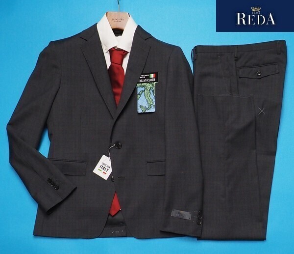 新品8.6万円 大手百貨店扱い 春夏『REDA レダ ICESENSE 伊製生地』ウール100% チェック柄 スーツA4灰(C) 1660691
