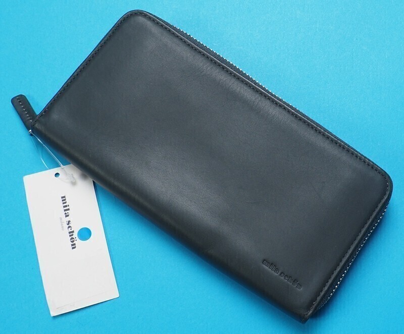 新品定価1.2万円 mila schon ミラショーン CALF LEATHER ラウンドファスナー 小銭入れ/長財布 グリーン(60) MSMW7JT2