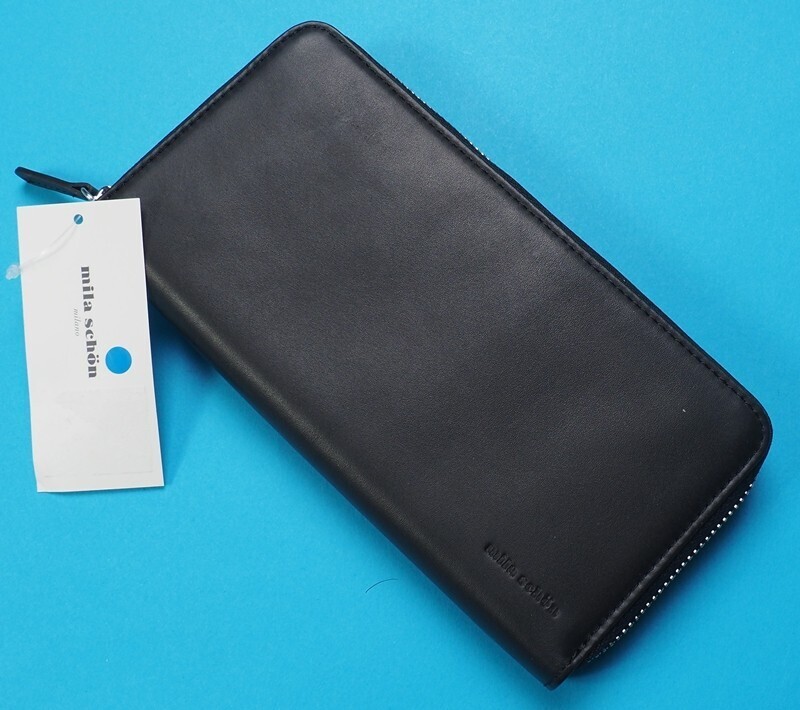 新品定価1.2万円 mila schon ミラショーン CALF LEATHER ラウンドファスナー 小銭入れ/長財布 ブラック(10) MSMW7JT2