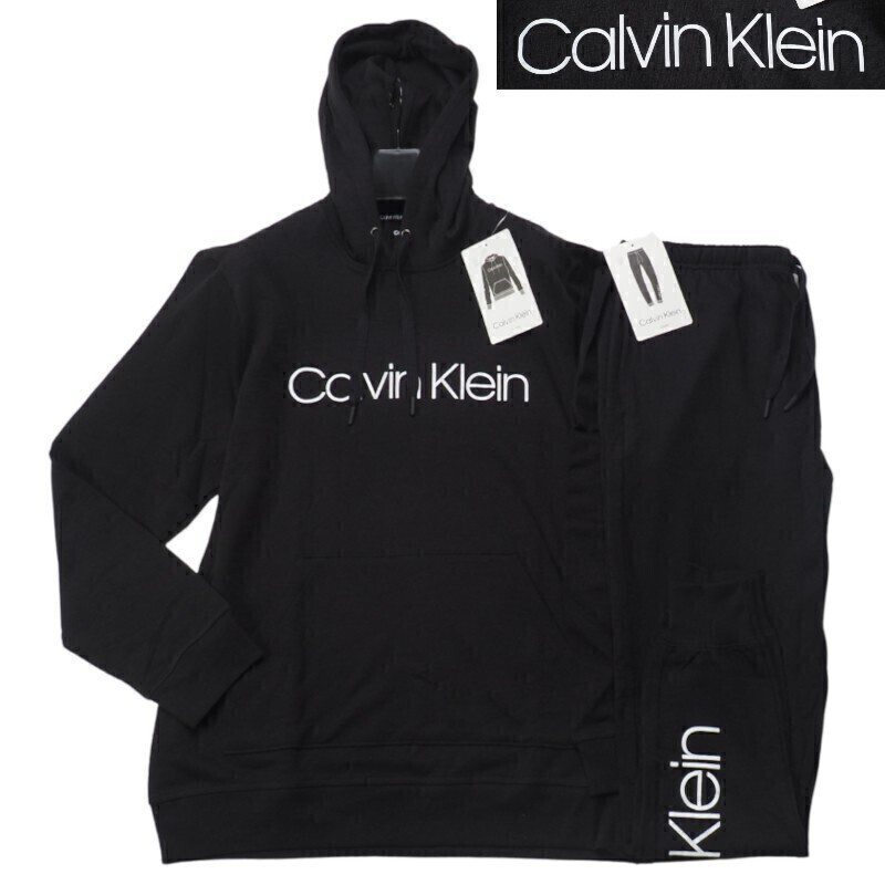 新品正規品 Calvin Klein カルバンクライン スウェット 上下セットアップ フーディー/ジョガーパンツ US:M JP:L 黒(UB1) np2224s/np2221s