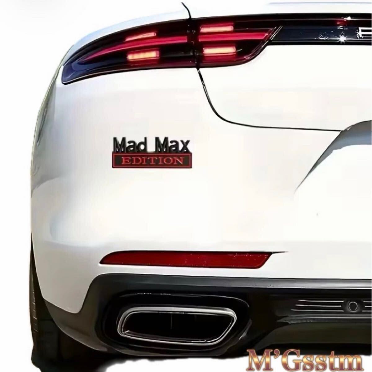 【MME-08RB】汎用 EDITION エンブレム マットブラック×レッド 両面テープ付 MadMax カスタム 外装 内装 フロント/リア/フェンダー/サイド