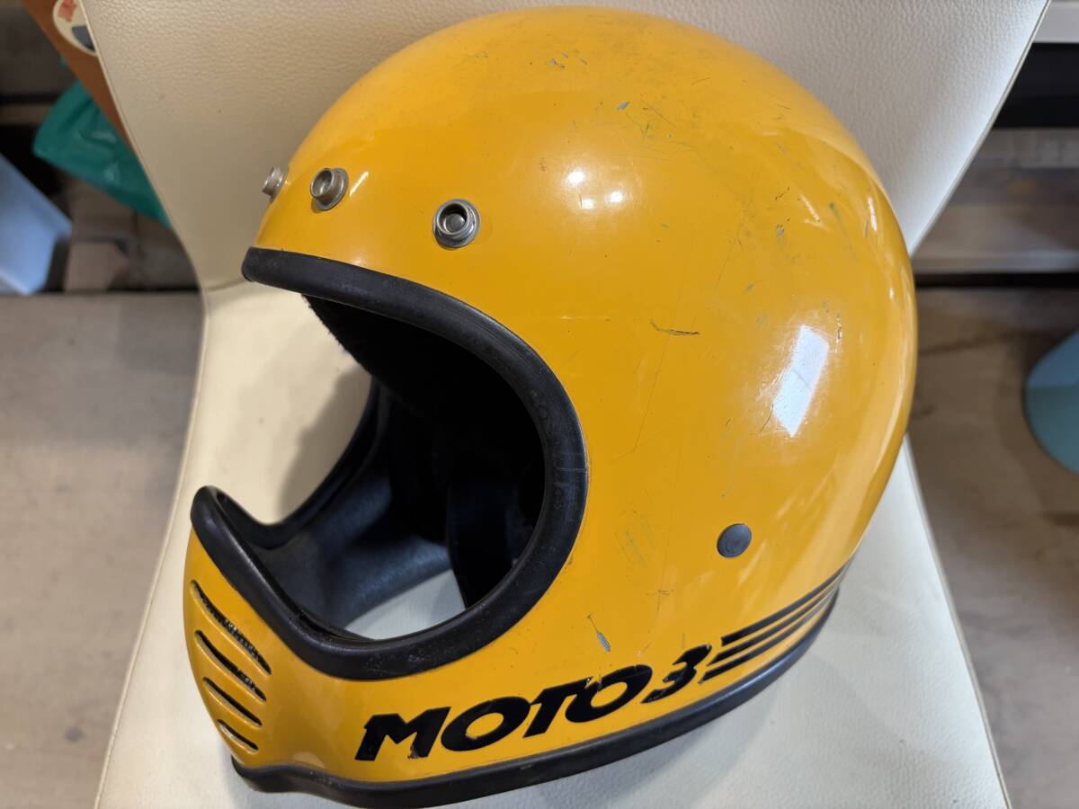 BELL MOTO3 フルフェイス SNELL1975 57サイズ M 1975 70s ヘルメット イエロー 当時物 ビンテージ moto ベル モト３