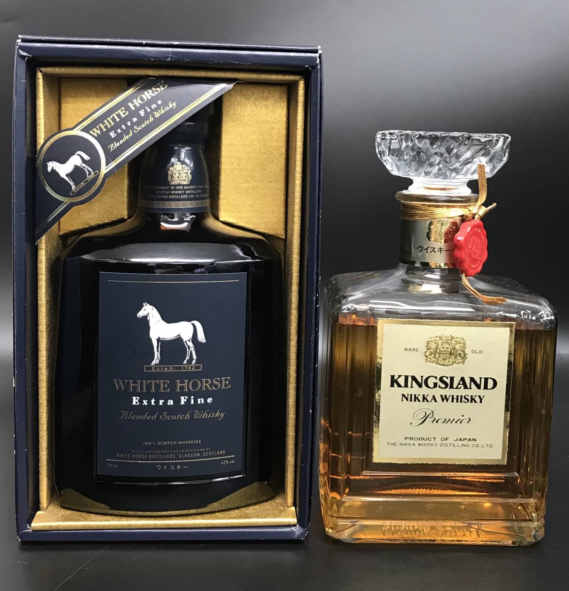 N1340 未開栓 ホワイトホース エクストラファイン 750ml 43度 ＋ 開栓済み 残量約90% ニッカ キングスランド 760ml 43度 ウイスキー SET 