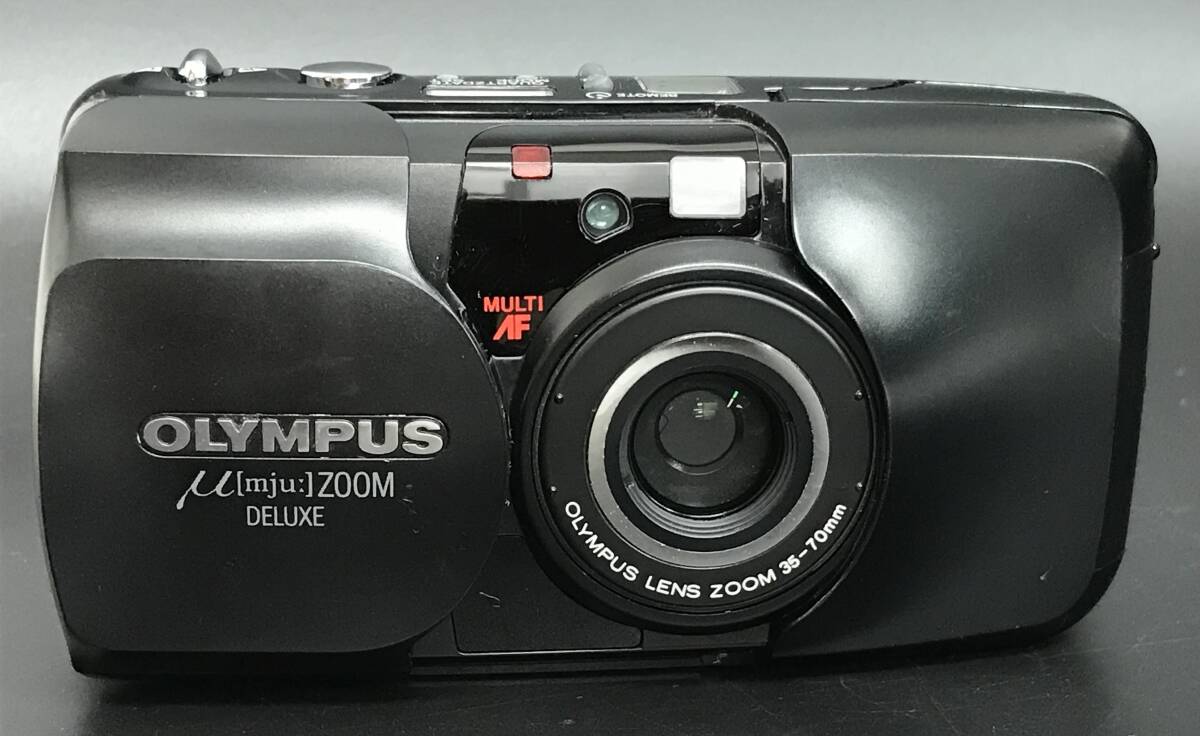 N1345 OLYMPUS オリンパス ミュー μ[mju:] ZOOM DELUXE ブラック 黒 動作確認済み フラッシュ不動 フィルムカメラ カメラ 