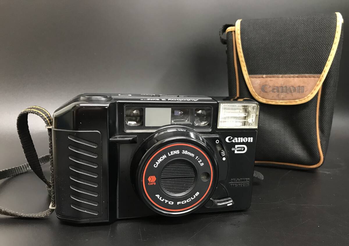 N1363 キャノン オートボーイ 2 Canon Autoboy2 QUARTZ DATE ケース付き 動作確認済み ブラック 黒 フィルムカメラ カメラ CANON