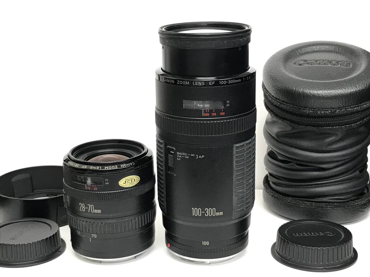 N1355 【1円スタート】 キャノン Canon ZOOM LENS EF 28-70mm F3.5-4.5Ⅱ ＋ EF 100-300mm F5.6 レンズ 2点まとめて 動作確認済み 