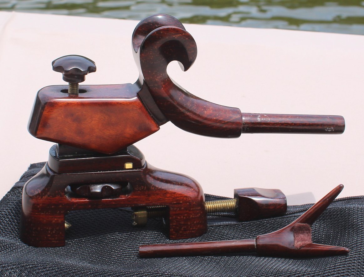 夢釣 紫檀花梨張大砲万力 大型 　中古