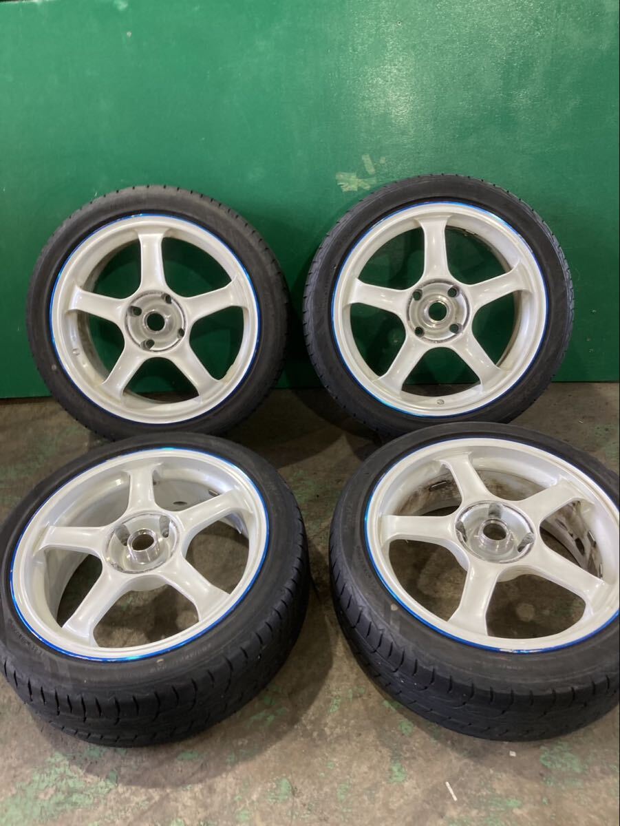 送料無料 売り切り 4本セット 205/45R17 ブリヂストン 夏タイヤホイールセット17×7 JJオフセット+37PCD114.3 advan racing tc 貴重