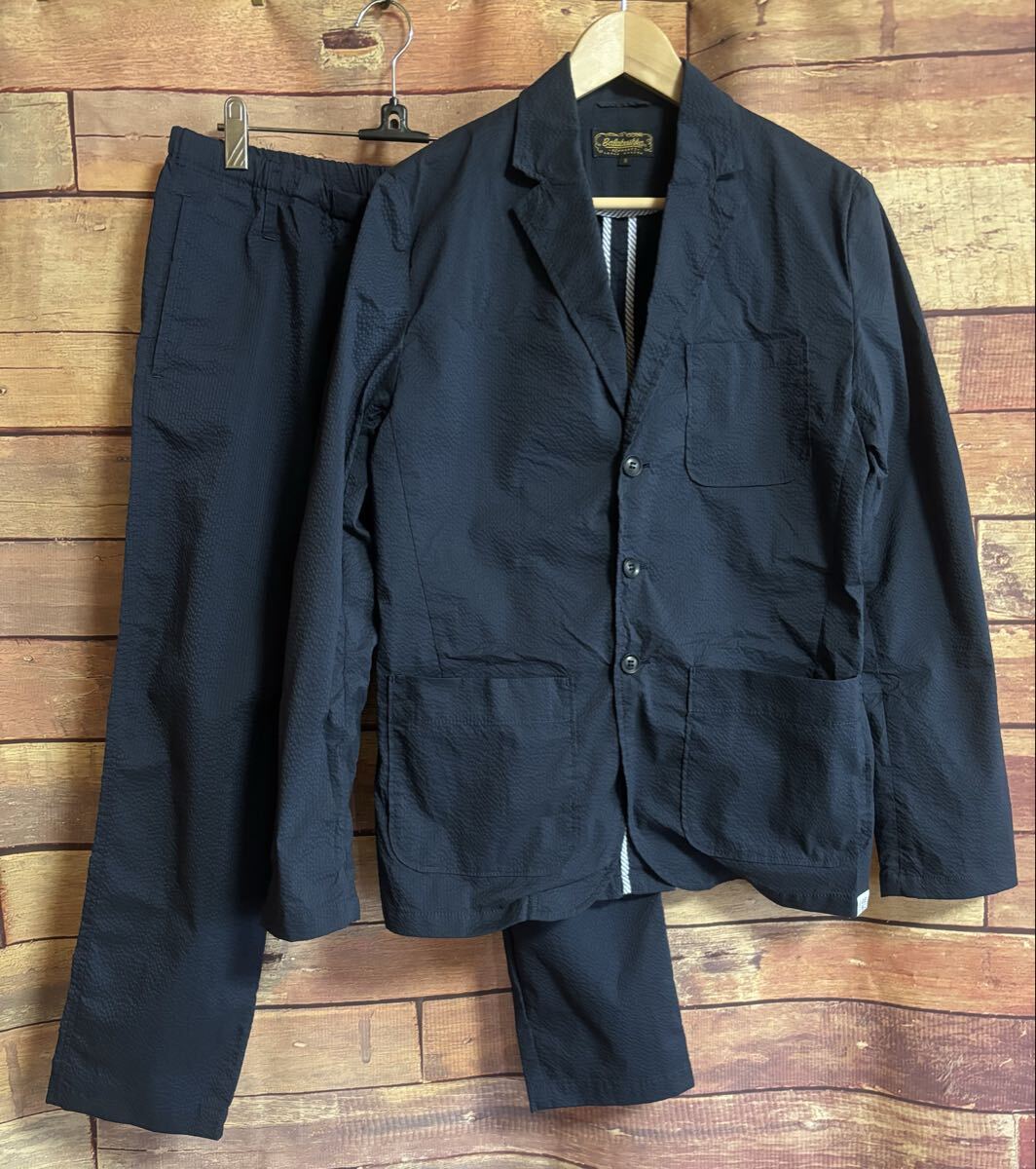 【中古】balabushka remnants セットアップ ネイビー S〜Mサイズ コットン シアサッカー ? カジュアル 夏用 アンクル丈 現状品 DM0427M