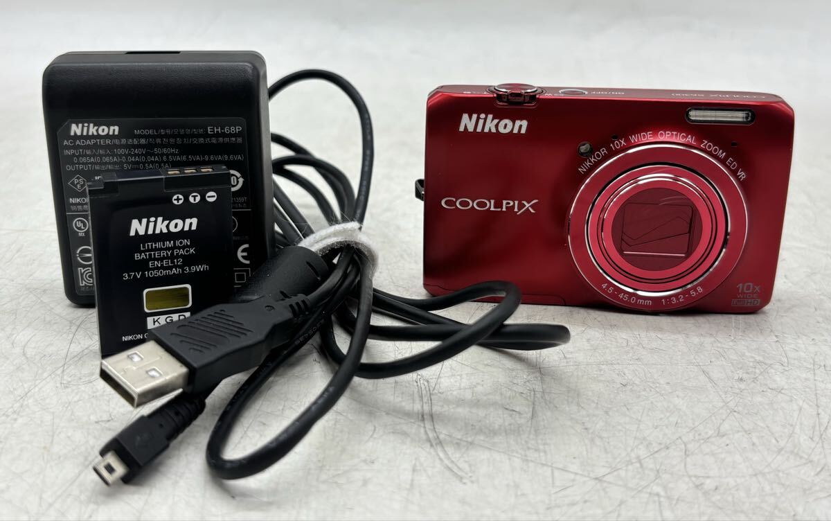 【中古】Nikon COOLPIX S6300 コンパクト デジタルカメラ バッテリー 充電器 コンデジ エモい y2k レッド レトロ DM0428M