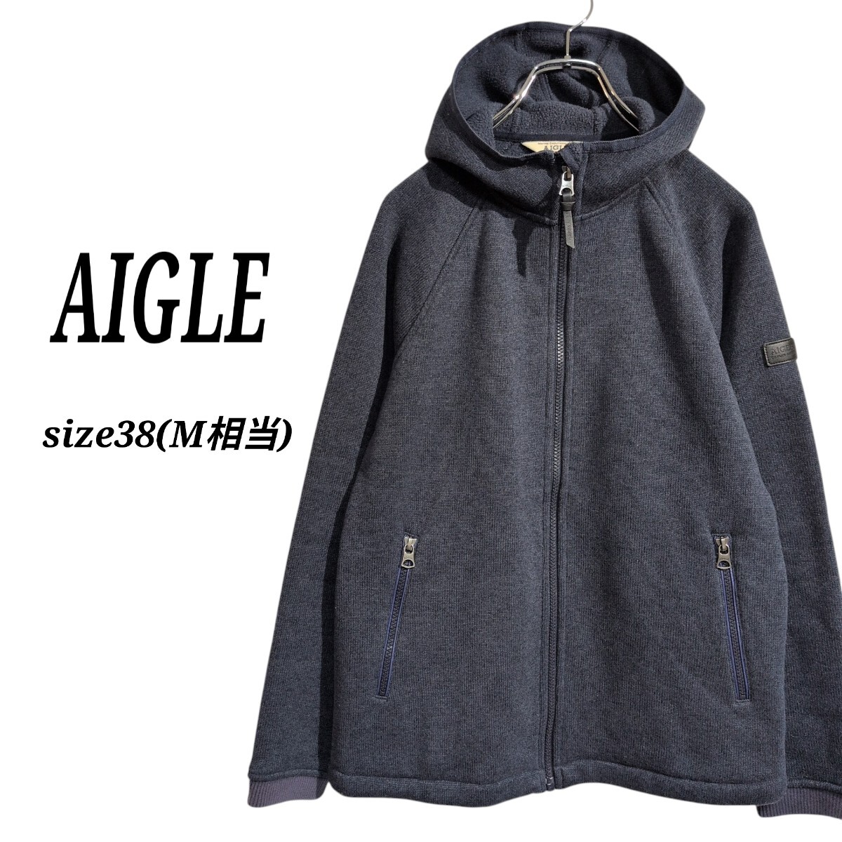AIGLE　エーグル　ポーラテック フリースジップジャケット　パーカー　紺　サイズ M相当　オーバーサイズ　90s　00s　Y2K　アウトドア