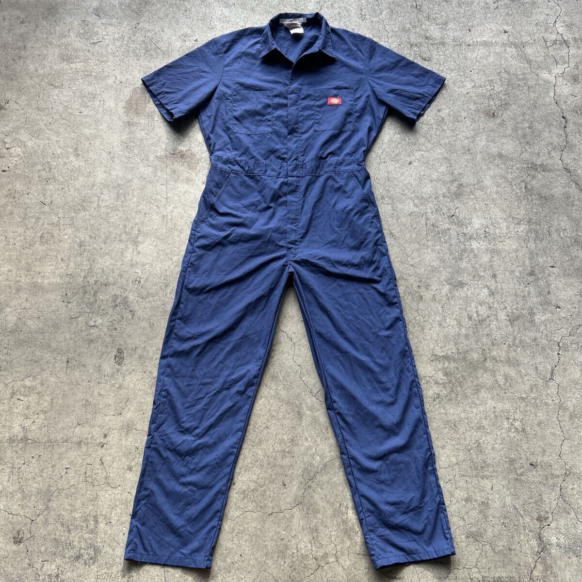Dickies 半袖つなぎ メンズ M〜L相当 ブルー ディッキーズ ストリート カジュアル 車 バイカー 作業着 ワークウェア us古着 古着 卸売 