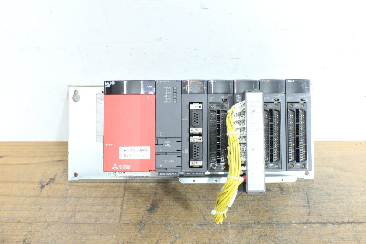 ☆【2H0415-19】 MITSUBISHI 三菱電機 シーケンサー Q03UDCPU Q63P 他 ③ QJ71C24N-R2 QX42 QY10 QY42P 7台セット 動作保証