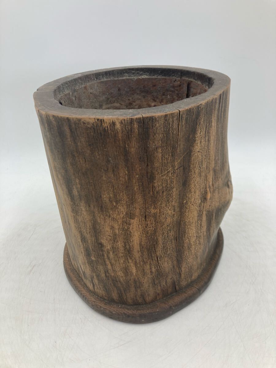 レトロ 火鉢 くり抜き インテリア 木製 オブジェ アンティーク 古道具 天然木 古民具 花台