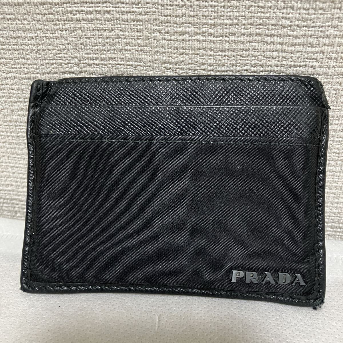 PRADA プラダ カードケース 名刺入れ サフィアーノレザー ナイロン ブラック シリアルあり