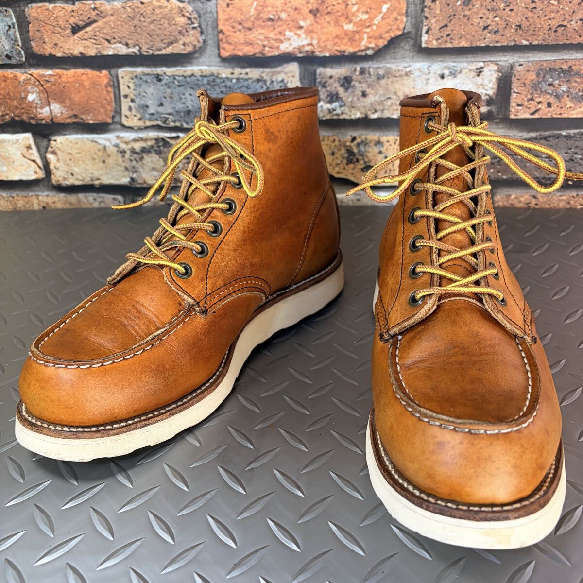 ☆REDWING 　875 　刺羽タグ　モックトゥワークブーツ　1997年製　US7.5E　JP25.5㎝　レッドウイング　アメリカ製　 (26D8-875)
