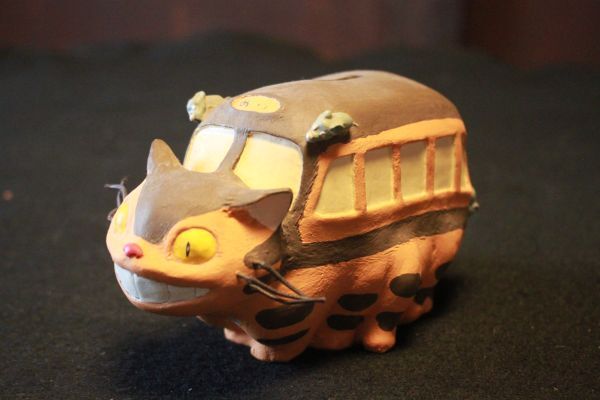 【蔵出し】★美品 キャラクター『スタジオジブリ となりのトトロ ネコバス 貯金箱』★(検:初だし/グッズ/コレクション/当時物)80326F