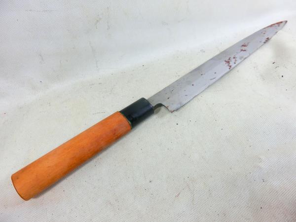 包丁　岳祐定 柳刃包丁　刺身包丁　希少品　備前長船日本刀製作所　日本刀包丁　上田岳平　上田祐定