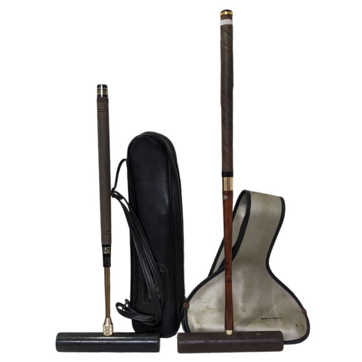 【8757】ゲートボール スティック おまとめ ２本セット ケース付き レジャー アウトドア SPORTS スポーツ 趣味 クラブ パークゴルフ レトロ