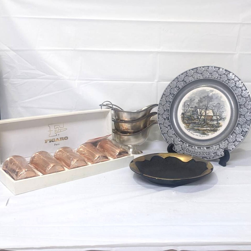 【食器まとめ】Currier＆Ives カリアーアンドアイヴス ウィンター シーン ピューター プレート FIGARO Paris フィガロ タンブラー カレー