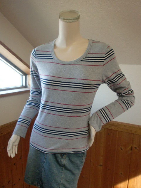 ▽▲【USED】BURBERRY LONDON ボーダー柄長袖Tシャツ Lサイズ▼△