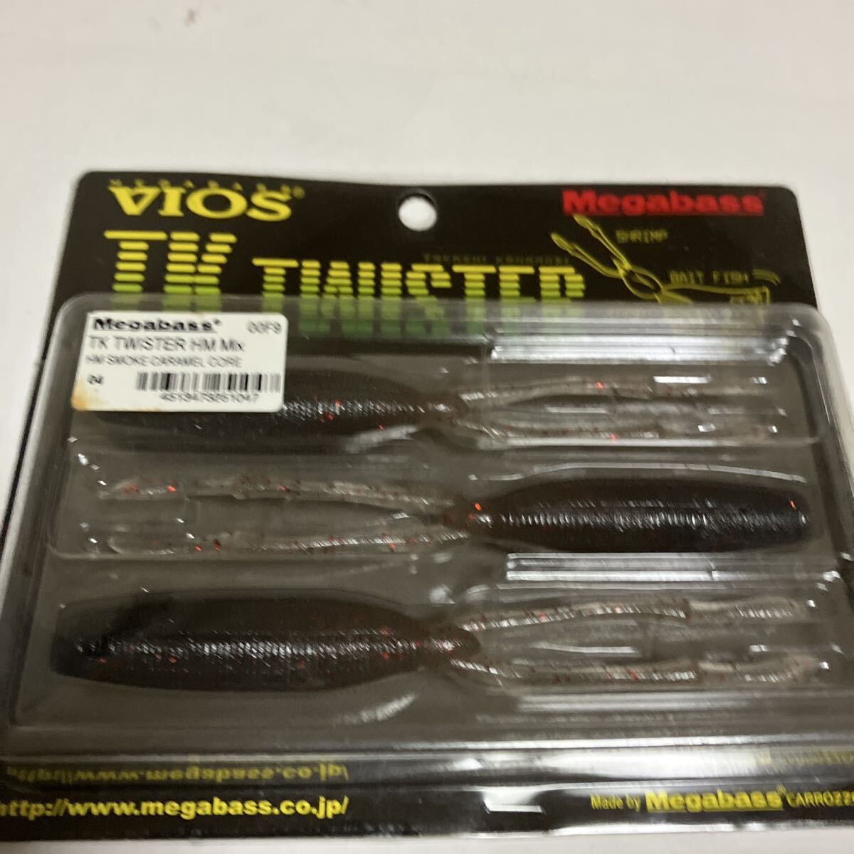 メガバス ワーム バイオス ＴＫツイスター ヘヴィメタルミクスチャー ４．５インチ スモークカラメルコアー