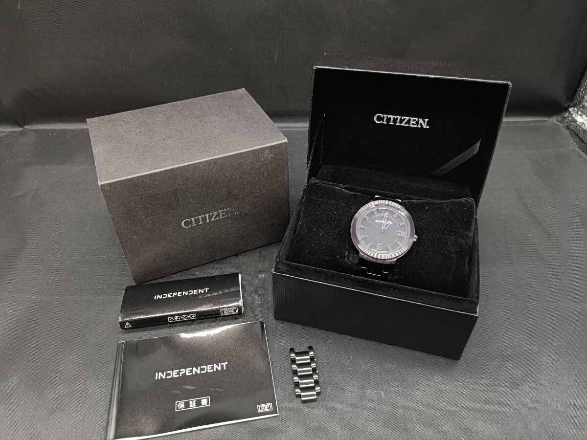 8★ CITIZEN シチズン INDEPENDENT インディペンデント ネオン メンズ BC3-242-51 QZ クォーツ デイト 4357-S091853メンズ 腕時計 稼働品