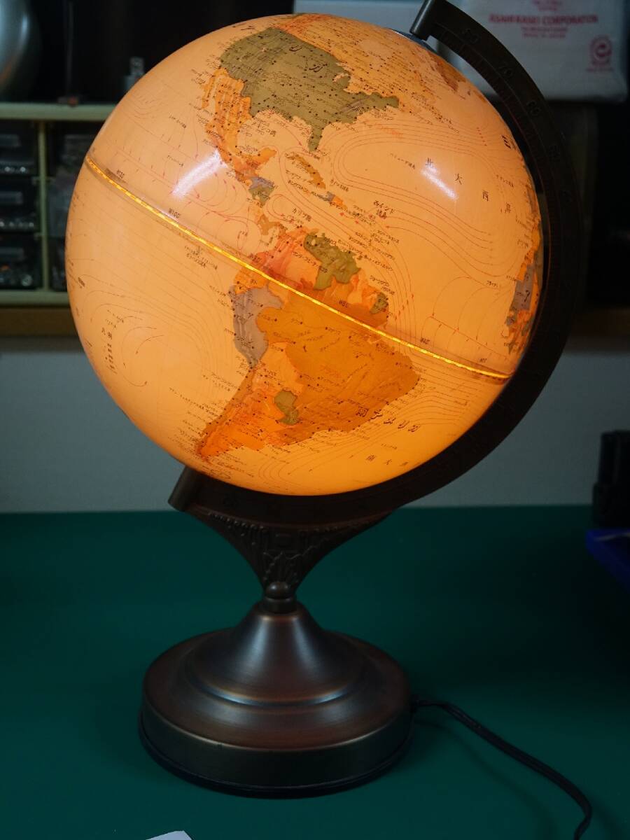 【30年前のヴィンテージ地球儀 JET社製】3段階タッチランプ 間接照明 アンティーク調 レトロ 動作OK
