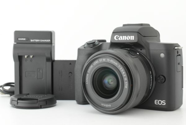 【美品】Canon EOS Kiss M2 15-45mm IS STM キャノン ミラーレス一眼カメラ レンズキット ブラック (EF-TN-JP2207)