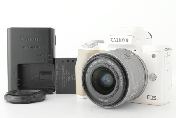 【美品】CANON EOS Kiss M EF-M 15-45mm F3.5-6.3 IS STM キャノン ミラーレス一眼カメラ レンズ (EF-TN-JP2234)
