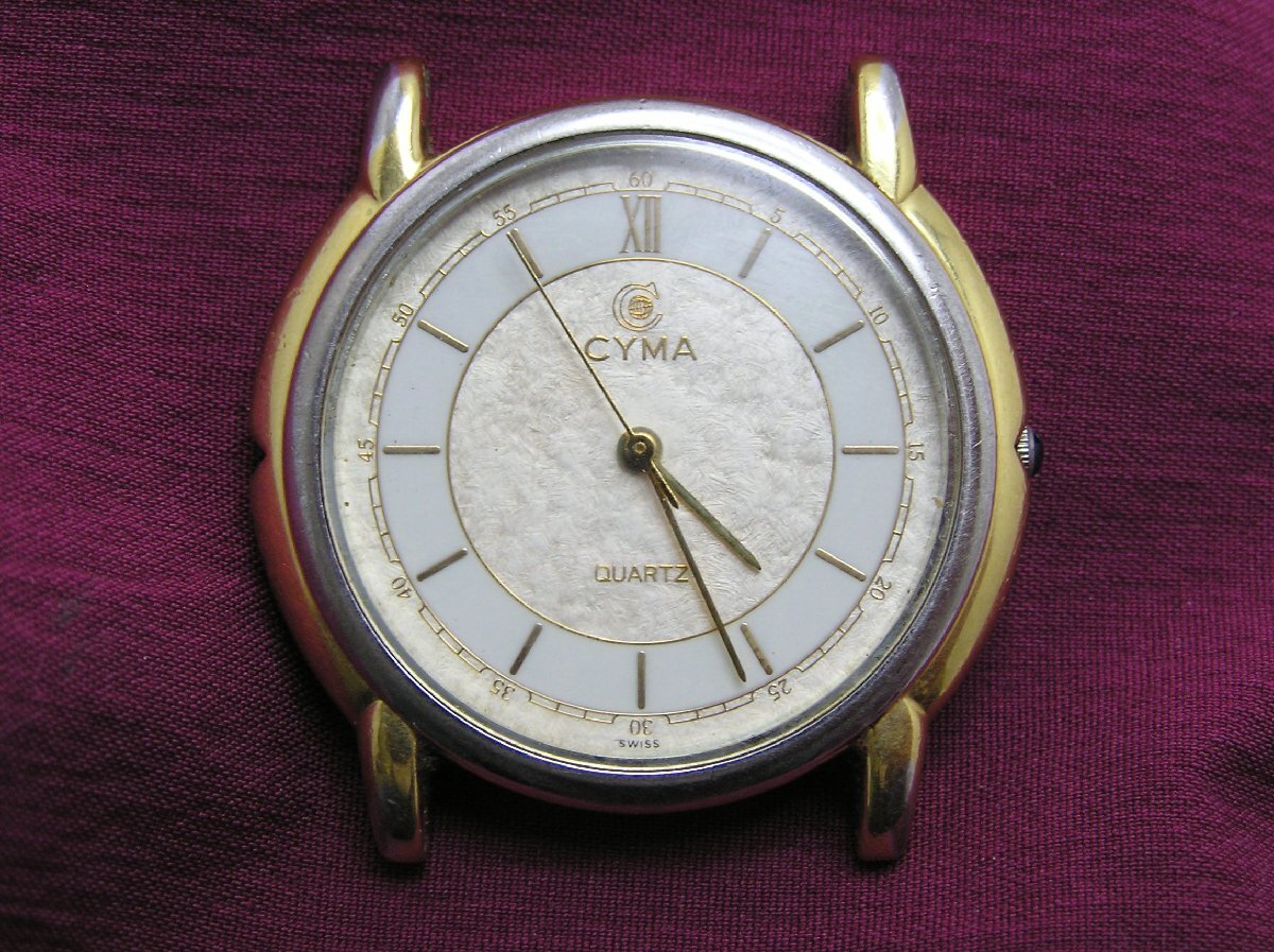 1円スタート★ハローカメラ★ 1242 CYMA シーマ クォーツ SWISS 腕時計 ジャンク 要修理 メンズ