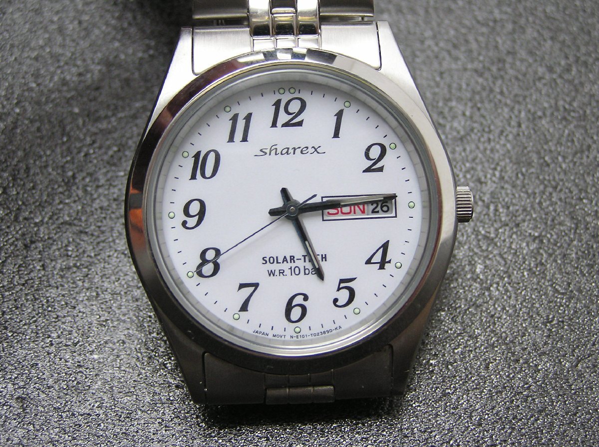 ★ハローカメラ★1618 sharex シャレックス SOLAR E101-T023890 腕時計 メンズ 動作品 ソーラー 10BAR 1円スタート