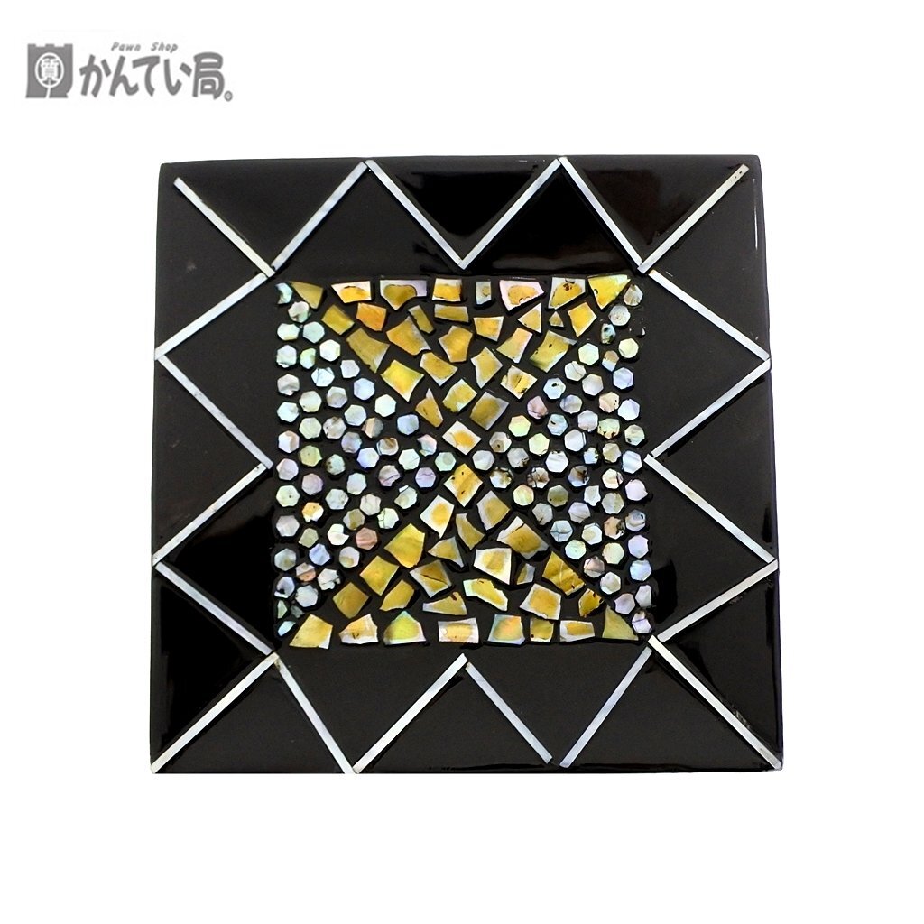 保管品 Vietnam Airlines ベトナム エアラインズ コースター 皿 縦：約15ｃｍ×横：約15ｃｍ×高さ：約2ｃｍ 螺鈿細工 小物置き 食器 飾り