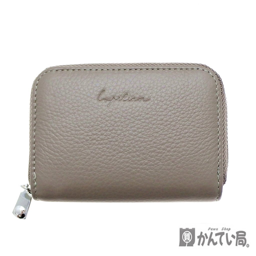 【未使用】 Lupilina ルピリーナ コンパクト カードケース グレー 灰色 くすみカラー 本革 カード入れ 12枚 上品 収納力 レディース 財布