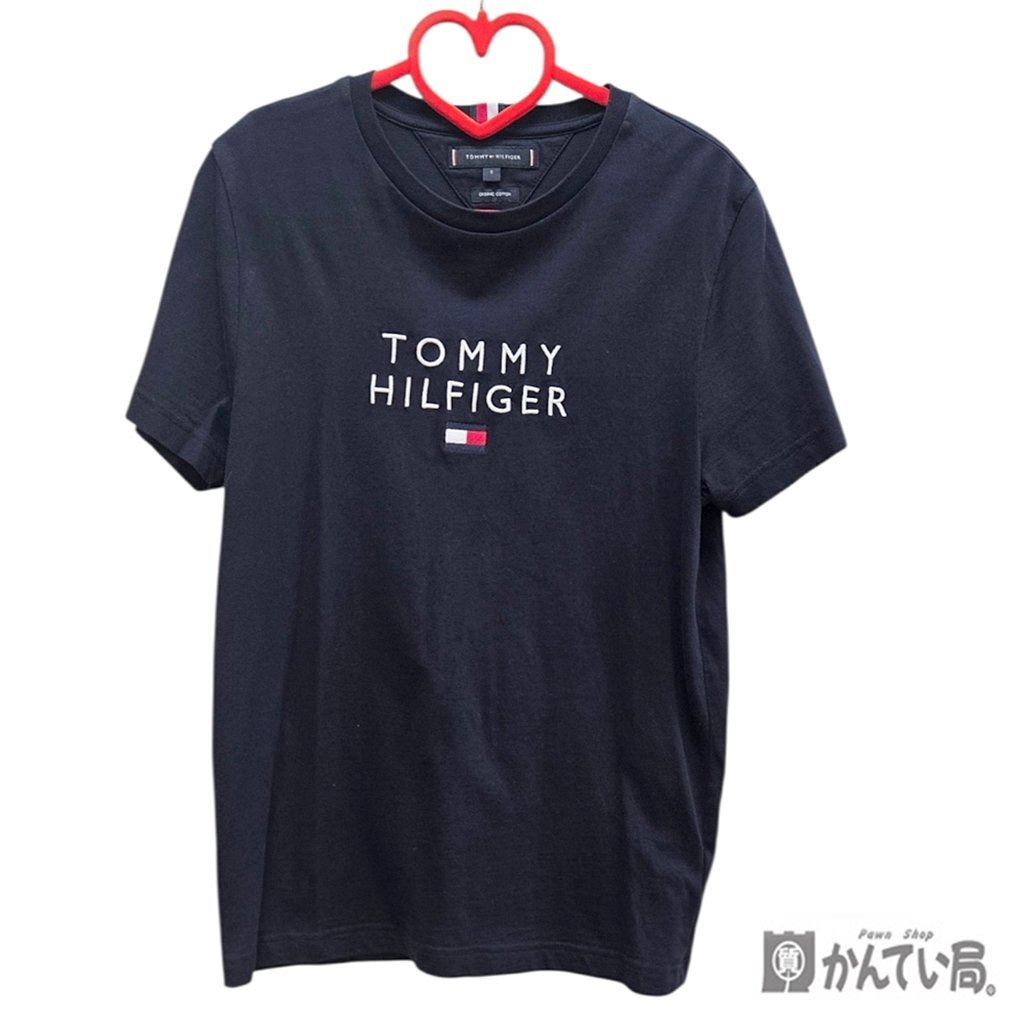 TOMMY HILFIGER トミーヒルフィガー 半袖 Tシャツ Sサイズ ネイビー 紺 ORGANIC COTTON メンズ シンプル クリックポスト発送