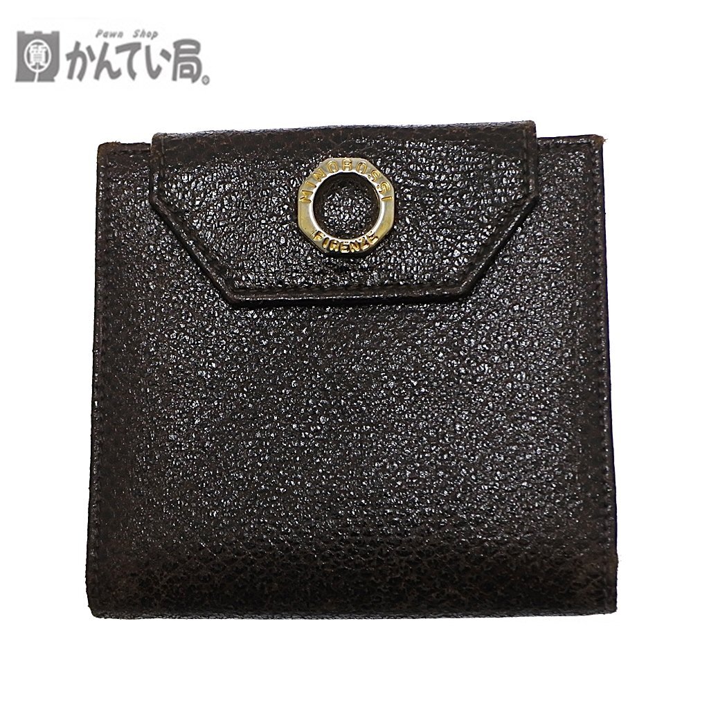 MINOBOSSI ミノボッシ 二つ折り 財布 縦:約9.5cm×横:約10cm×マチ:約1cm ブラウン 茶 コンパクト ヴィンテージ クラシック 小銭入れあり