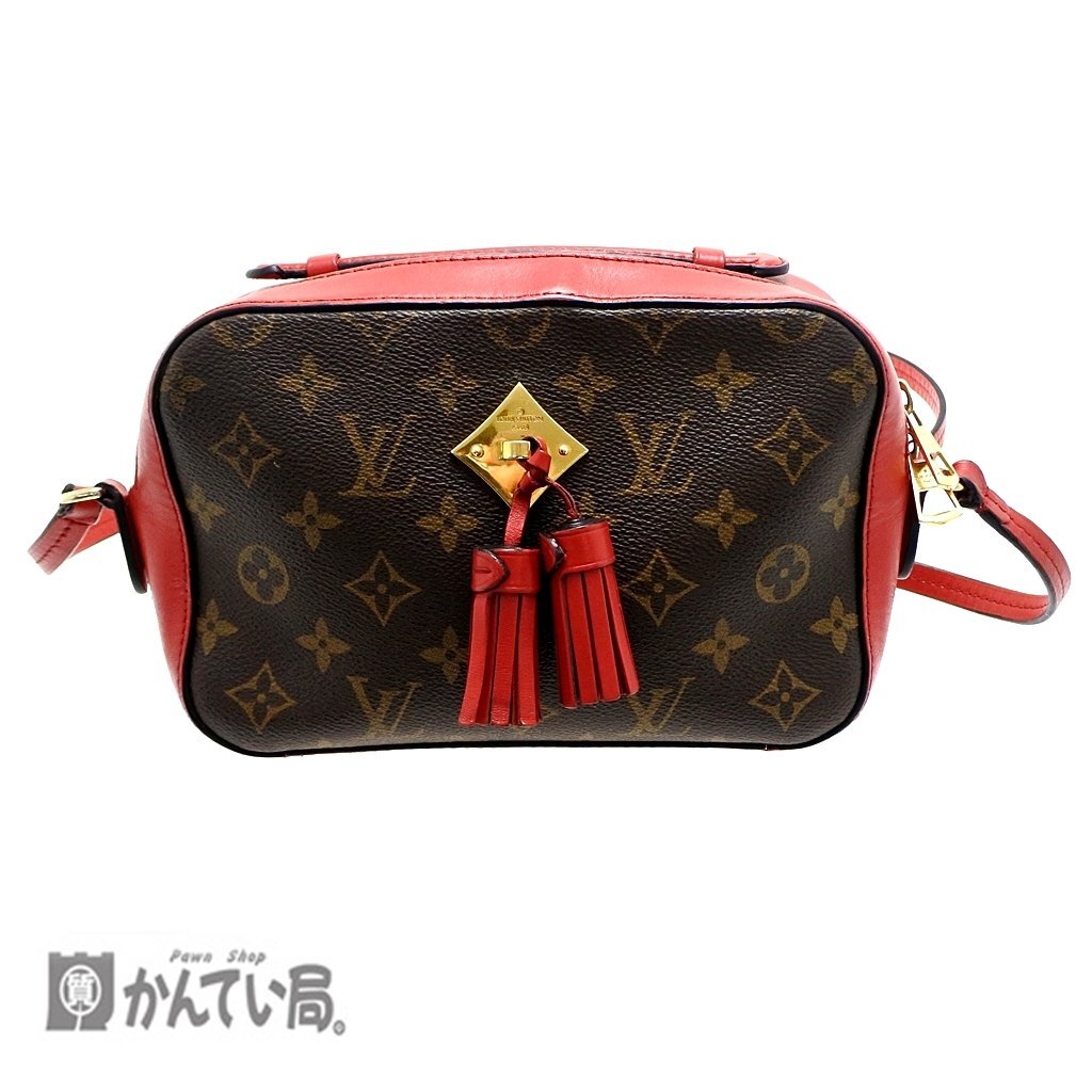 LOUIS VUITTON ルイヴィトン サントンジュ モノグラム ショルダーバッグ M43556 CA2128 フリンジ ブラウン コクリコ コンパクト シンプル