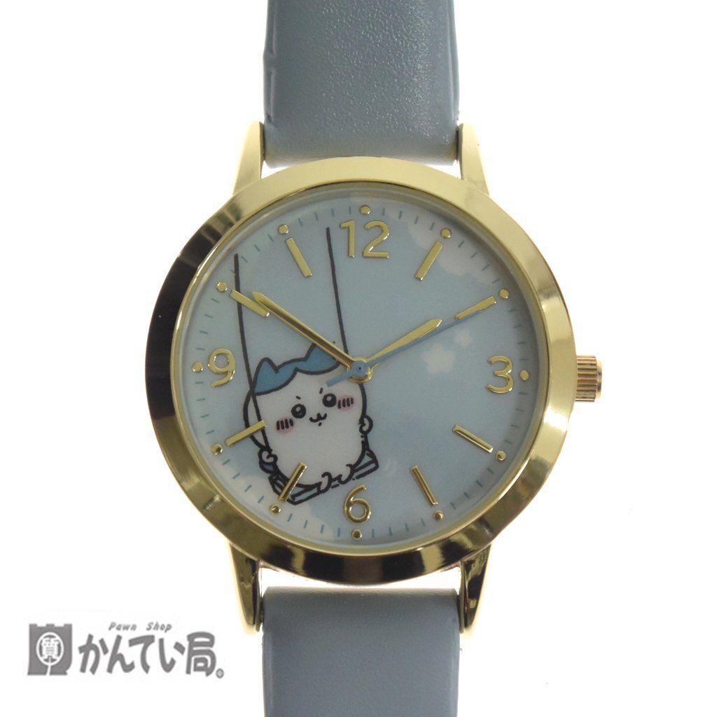 極美品 chiikawa ちいかわ CKW002 クオーツ時計 腕時計 ライトブルー カラビナ付きケース 稼働品 ラウンド フィールドワーク レディース