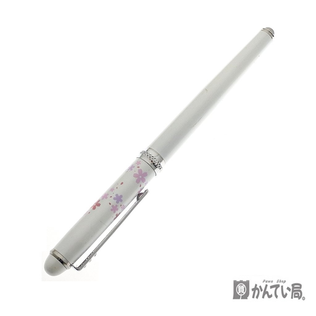 IRIDIUM POINT イリジウム 万年筆 全長:約13cm 筆記未確認 現状販売品 文房具 ホワイト キラキラ クリックポスト発送 桜デザイン