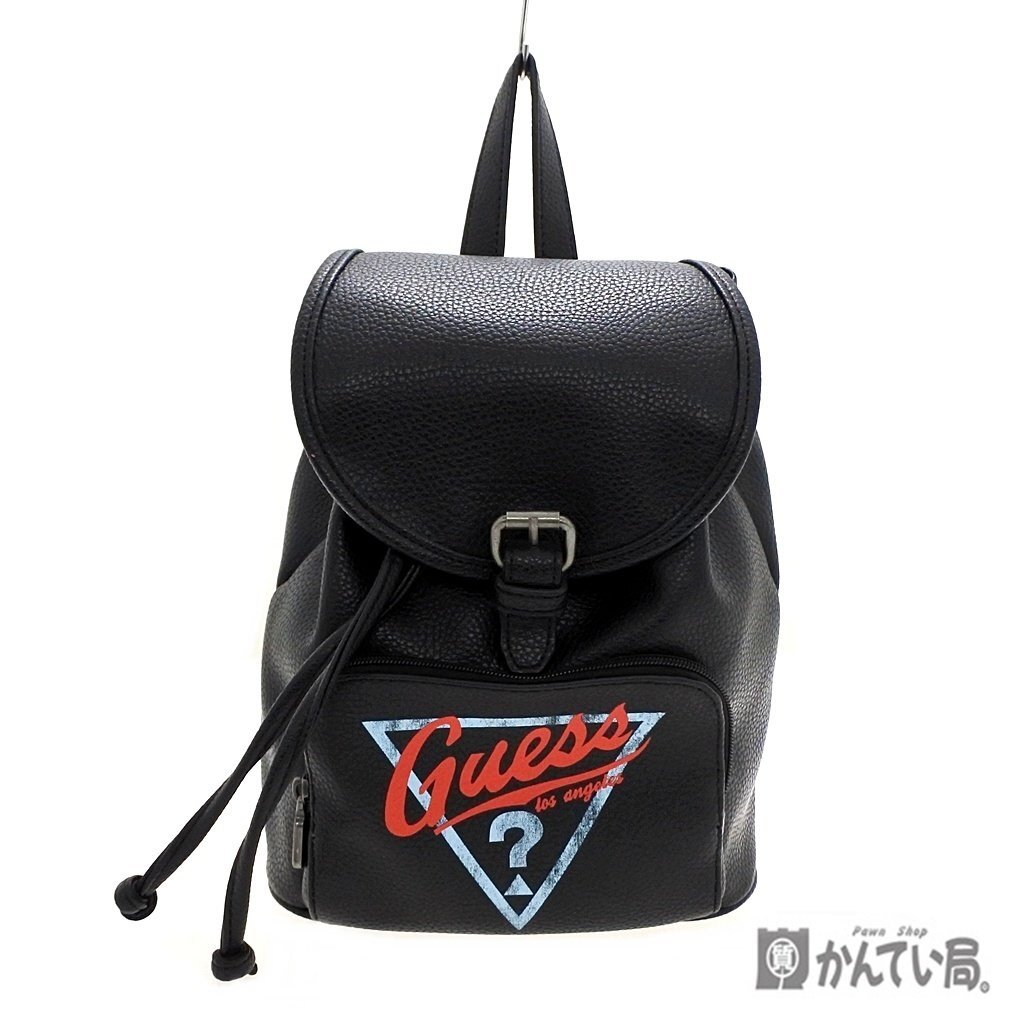 Guess ゲス リュック ブラック 黒 シンプル ミニリュック 通勤 通学 コンパクト 本体のみ かばん レディースバッグ マグネットホック開閉式